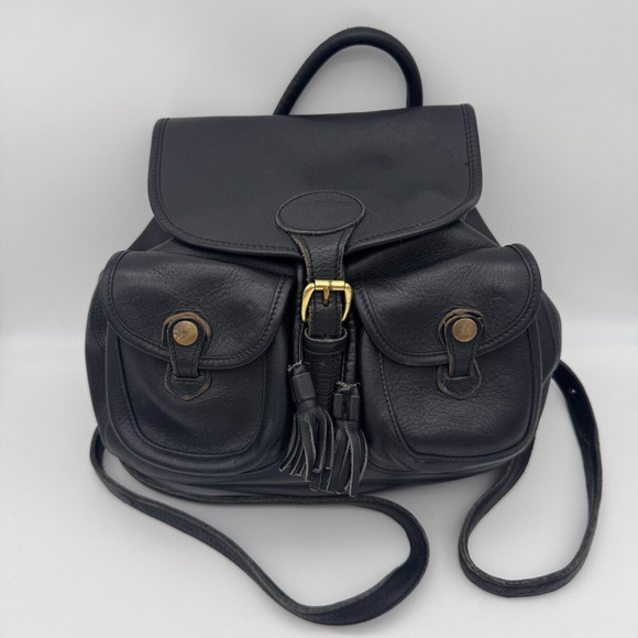 Dooney & Bourke Handbags - Vintage Dooney & Burke Backpack Bag Purse Leather Drawstring Black 90s USA Made